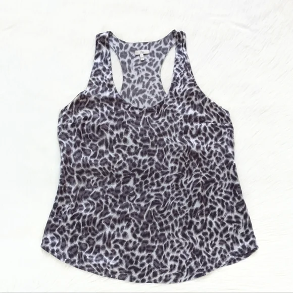 Joie Leopard Print Gray Silk Racerback Tank Top - Picture 5 of 11